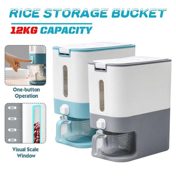

storage bottles & jars kitchen rice box automatic cereal dispenser boxs moisture-proof sealed grain bin container
