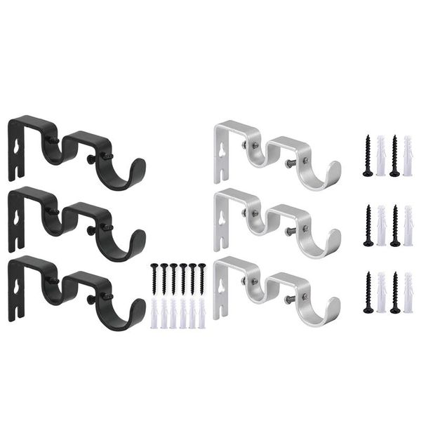 

3pcs/set curtain rod brackets heavy duty double rod holders durable metal curtain wall brackets with screw