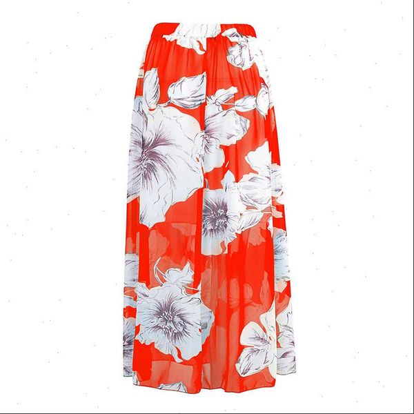 

women skirt high waist long floor length print casual yellow kawaii female fashion loose summer long skirt under it, Black