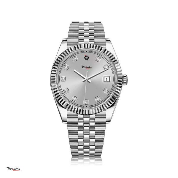 

men's watch luxury factory 41mm brand new st9 stainless steel silver white gray diamond dial 126334 grooved bezel date just automatic m, Slivery;brown