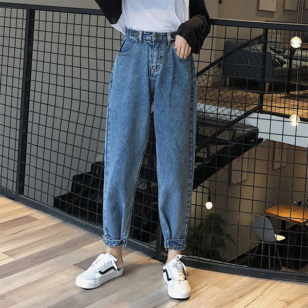 

2021 new woman jeans high waist clothes wide leg denim clothing streetwear vintage quality fashion harajuku loose straight pants w6pd, Blue