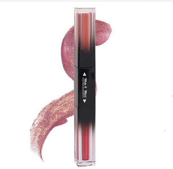 Matte und metallschmelzende Schatten, doppelseitiges flüssiges Lidschattenstift-Set in 5 Farbtönen, wasserfester, glitzernder, cremiger Lidschatten, hochglänzendes Lipgloss-Make-up-Set für Augen, Lippen