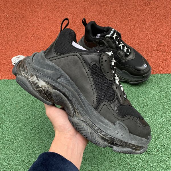 

2021 triple s dad shoes fashion triple-s zapatos full green clear sole men women casual shoes sport with box, Black