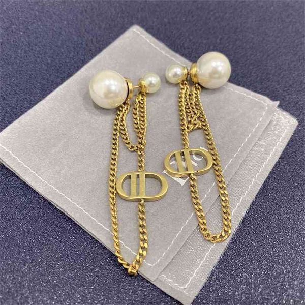 

designer jewelry letter pearl tassel earrings for women wpmu, Black