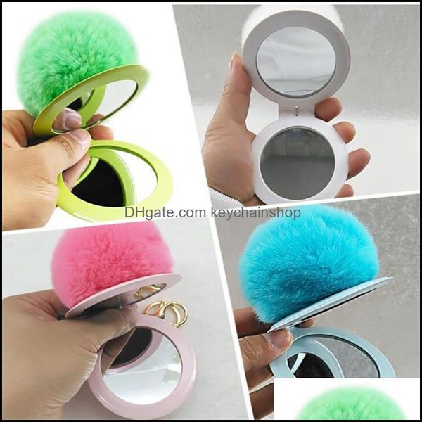 

keychains fashion aessories novelty plush fur ball keychain puff mirror car bag santa claus key chain christmas party gift drop delivery 202, Silver