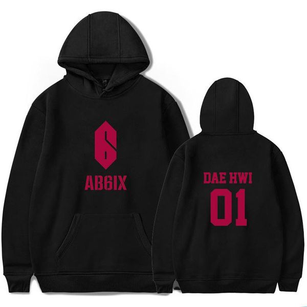 

women's hoodies & sweatshirts kpop ab6ix women men thin velvet warm pullover hooded idol hwi woong hip hop casual, Black