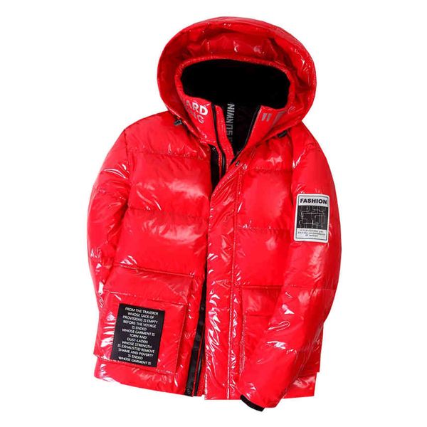 

men's down et, thick leather casual coat, warm, waterproof, hoodie, winter, Black