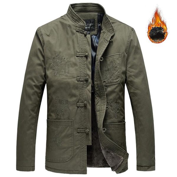 

men's jackets men cotton padded jacket mens traditional chinese tang suit coat embroidery uniform male winter thick fleece 5xl, Black;brown
