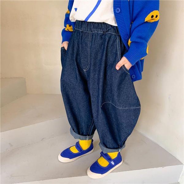 

spring autumn boys and girls fashion denim baggy pants 2021 oversized jeans, Blue