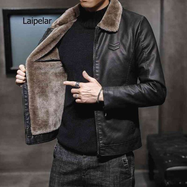 

men's synthetic collar thick leather et, windproof warm coat, famous br clothing, winter and autumn, fashion, new style, Black
