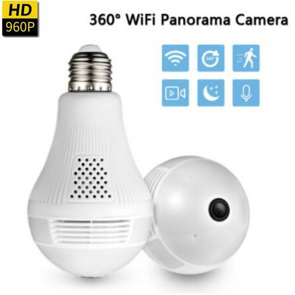

360 degree panorama mini video camera wifi ip light bulb surveillance 960p cam cctv motion sensor night vision dv micro recorder