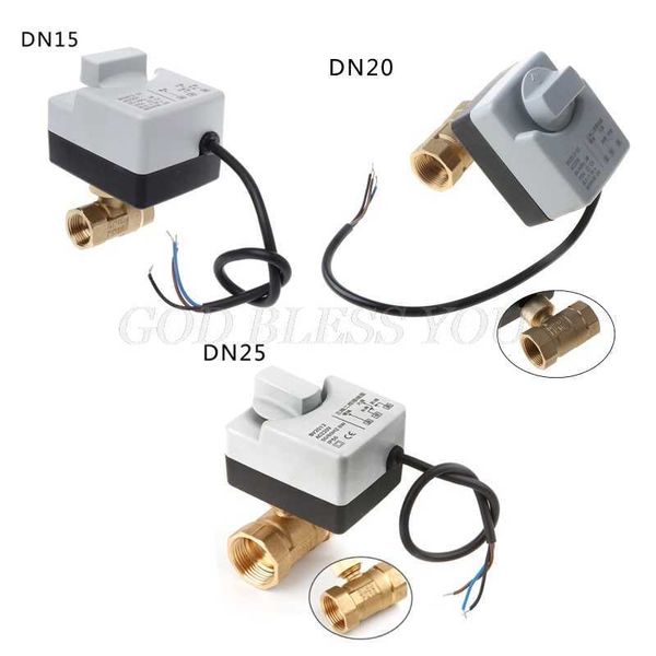 AC220V DN15 DN20 DN25 2 Way 3 Fios Bronze Bola Motorizada Actuato Elétrico com Interruptor Manual Drop 210727