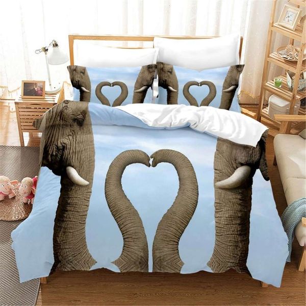 

funny elephants 3d print duvet cover set with pillowcase animals bed linen set for boys girl twin double king size comforter set