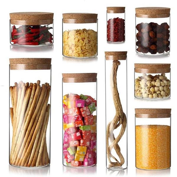 

storage bottles & jars glass jar with cork lid sealed canister container
