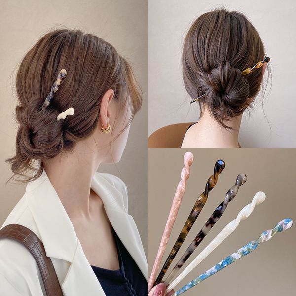 

acetic acid simple modern daily female word antique headdress ball hairpin, Slivery;white