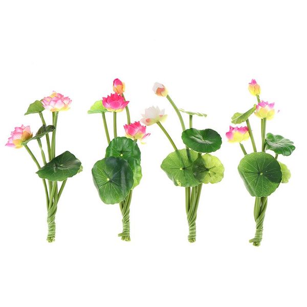 

decorative flowers & wreaths long lotus mixed color artificial flower lifelike water lily micro landscape for wedding pond garden fake plant