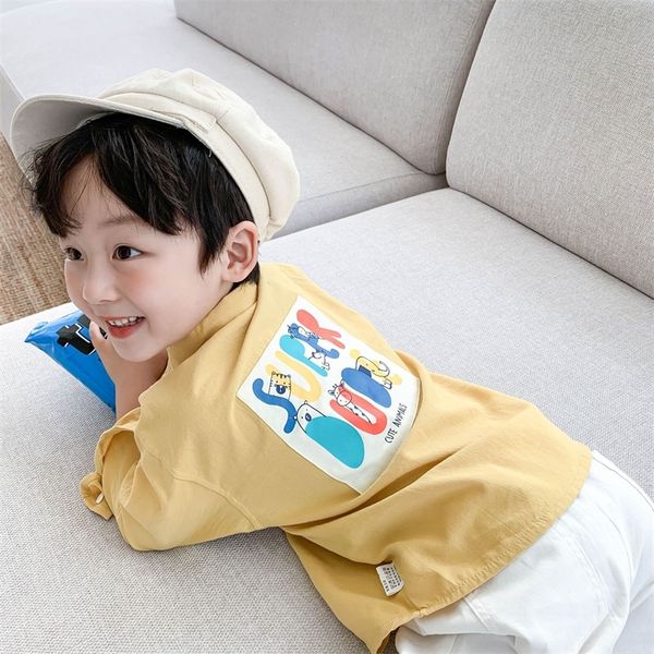 

autumn korean style boys cotton animal patchwork shirts children kids soft casual clothes 210306, White;black