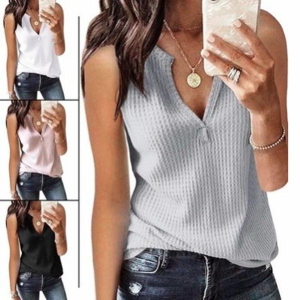 

women's tanks & camis houthion fashion temperament solid color amount v-neck sleeveless knitted vest suspenders, White
