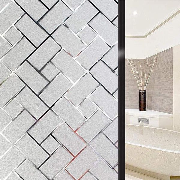 

window stickers luckyyj privacy window-film,self-adhesive static cling glass film,plaid frosted anti-uv opaque decoration