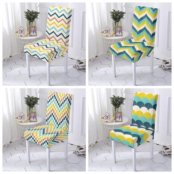 

chair covers wave stripe cover elastic anti-dirt slipcovers spandex stretch seat for dining room wedding banquet el