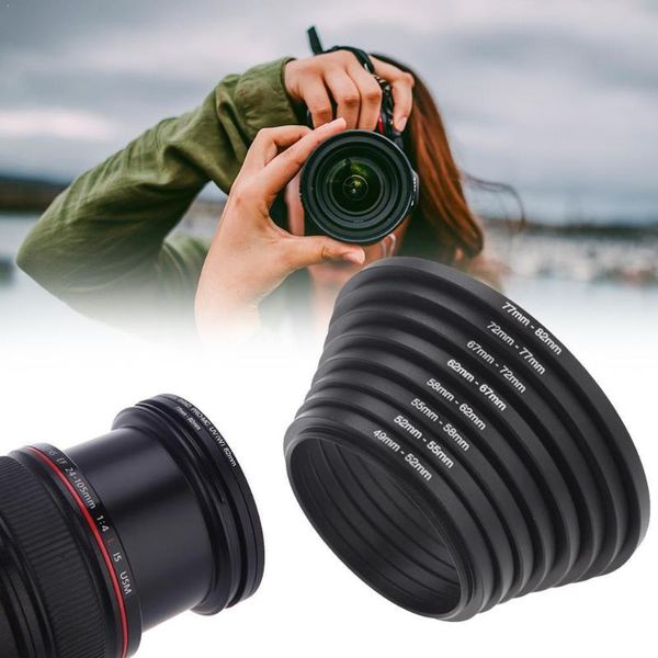 

lens adapters & mounts 7pcs adapter filter set metal step up rings 49-52-55-58-62-67-72-77mm universal 49-77mm adapte aluminum ring a1m5
