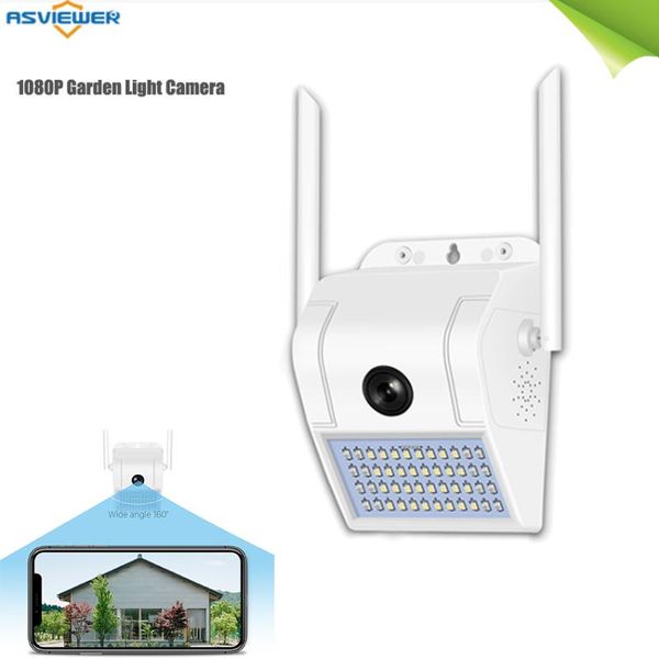 

cameras 1080p wireless wifi ip camera 2mp wall lamp security outdoor two way audio floodlight color night vision v380