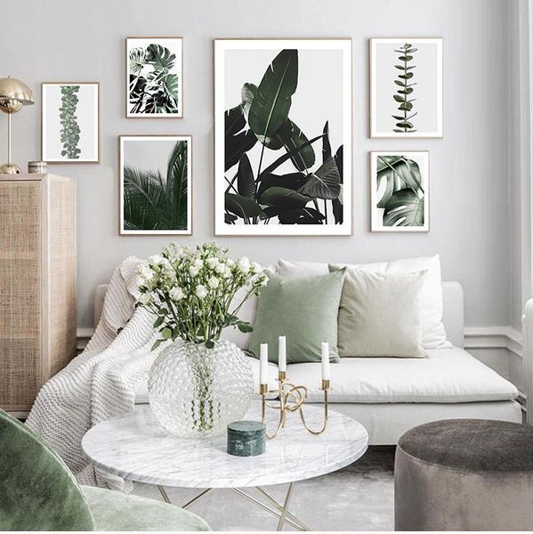 

paintings monstera banana leaf green plant nordic style wall art canvas botanical print painting modern home decoration picture