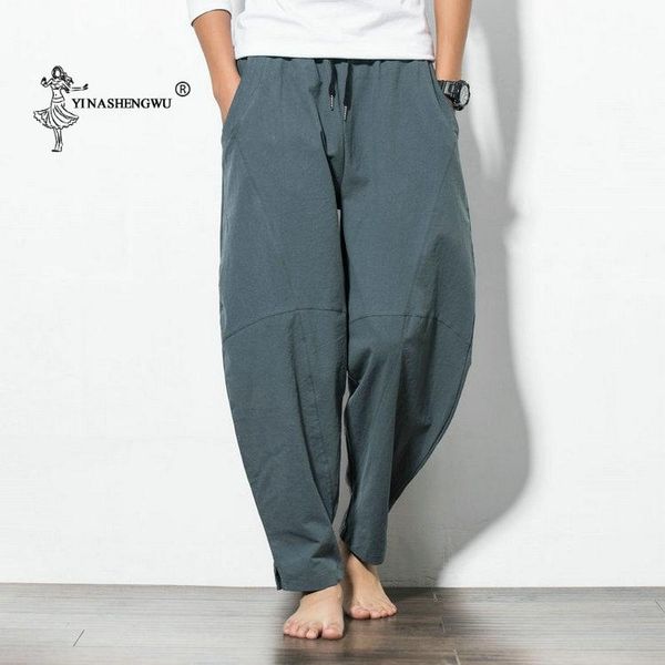 

ethnic clothing japanese casual kimono men pants loose harajuku trousers traditional clothes asian yukata style embroidered harem costume ja, Red