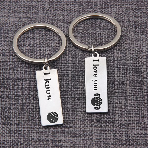 

keychains i love you know key chains couples lovers accessories set creative novelty trinket bag charms stainless steel rings, Silver