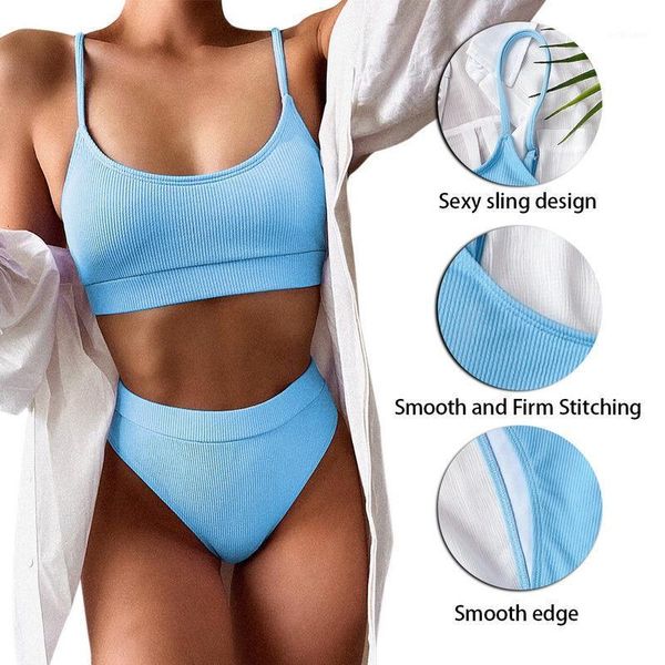 

women's swimwear 2021 women swimsuit push up micro bikinis fashion womens solid color bikini pad beachwear set, White;black