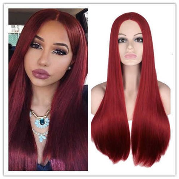 

wig selling wine red long straight hair chemical fiber wig head cover, Black