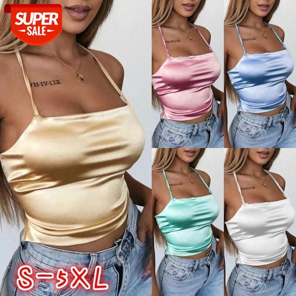 

elegant women's solid camis tank summer spaghetti strap bandage cropped wdc5296 #os1h, White