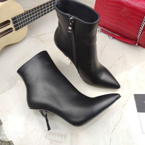 

socks boots autumn winter women shoes letters fashion thick heel high heels martin boots ysls luxury designer 10, Black