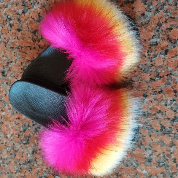 

2021 women's sandals colorful plush slippers women shoes roman furry shoes ladies sandals bohemian casual women flats, Black