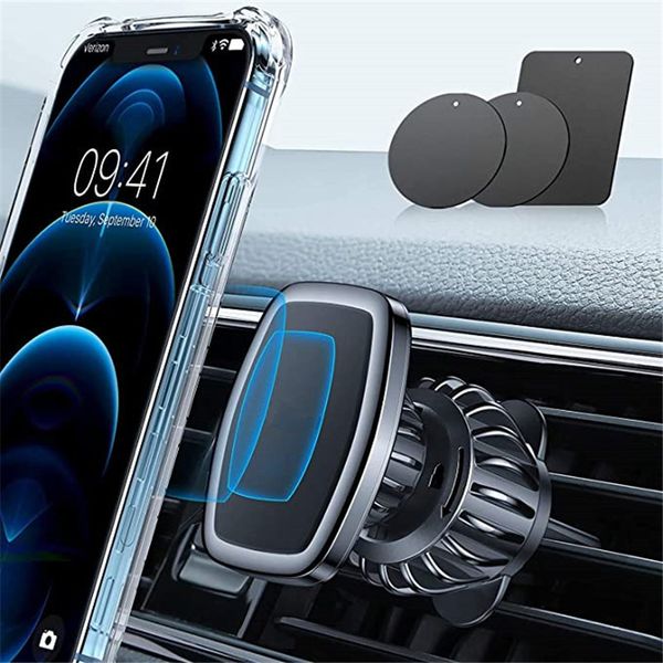 Magnetische Autotelefonhalterung für iPhone 12 4–6,9 Zoll, universelle schwarze Freisprecheinrichtung, praktische Lüftungsschlitzhalterung, unterstützt OEM-Mobil-Smartphone-Handy-Ständerhalterung