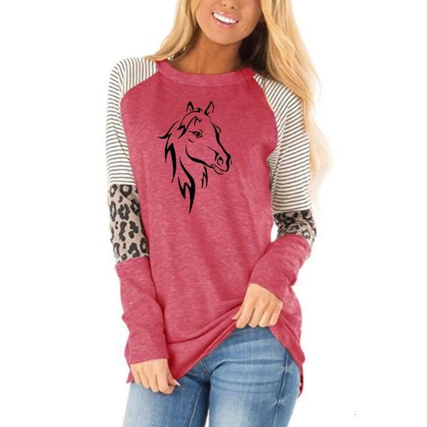 

besikom women t-shirt printing horse long sleeve funny autumn streetwear tshirt women casual clothes drop shipping, White