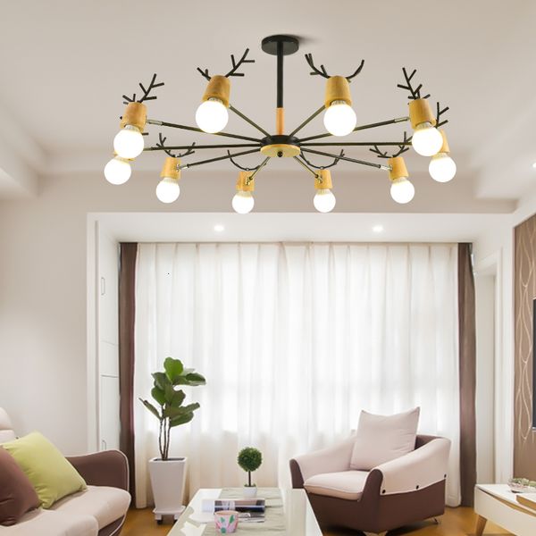 

2021 new moderno led chandelier to children's antler macaron fourth dining room iron and wood hanging from ceiling light chandeliers ob