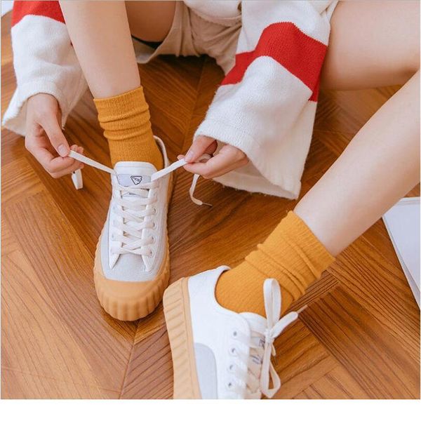

1 pair of comfort autumn and winter ladies pile socks candy solid color cotton breathable tube trendy ladi jllvkq, Black