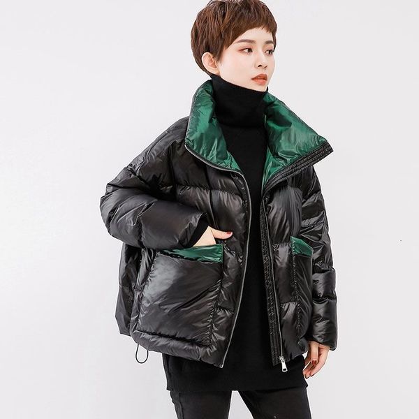 

2021 new woman warm down parkas waterproof shining thick green cotton coat winter jacket 01hc q8pt, Black
