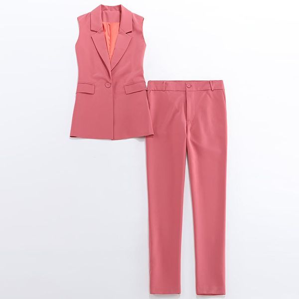 

women's two piece pants cozok blazer two-piece suit casual office temperament jacket small slim cropped trousers 2021, White