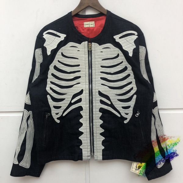 

2021 new bone embroidery kapital jacket men women 1:1 streetwear blue coats kpg9, Black;brown