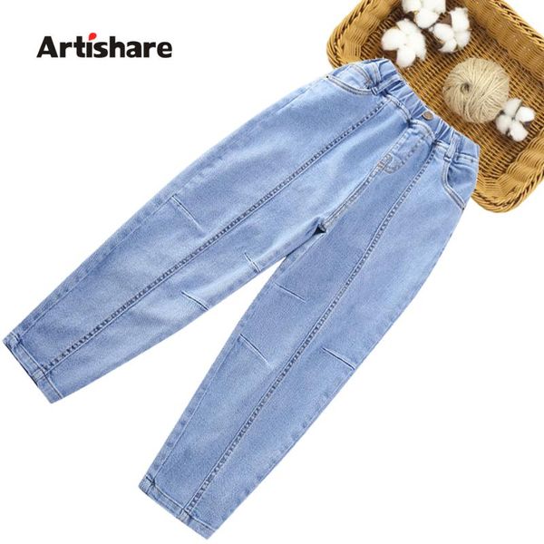 

jeans for girls ruched children's girl solid color casual style clothes spring autumn, Blue