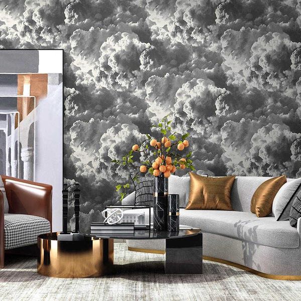 

wallpapers modern simple dark cloud tv background wallpaper net red living room bedroom nordic wind blue sky white clouds waterproof