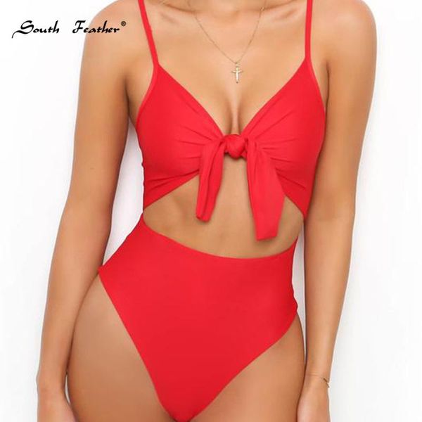 

one-piece suits south feather monokini one piece swimsuit red women's bather female 2021 swimwear beach backless body bathing suit swim