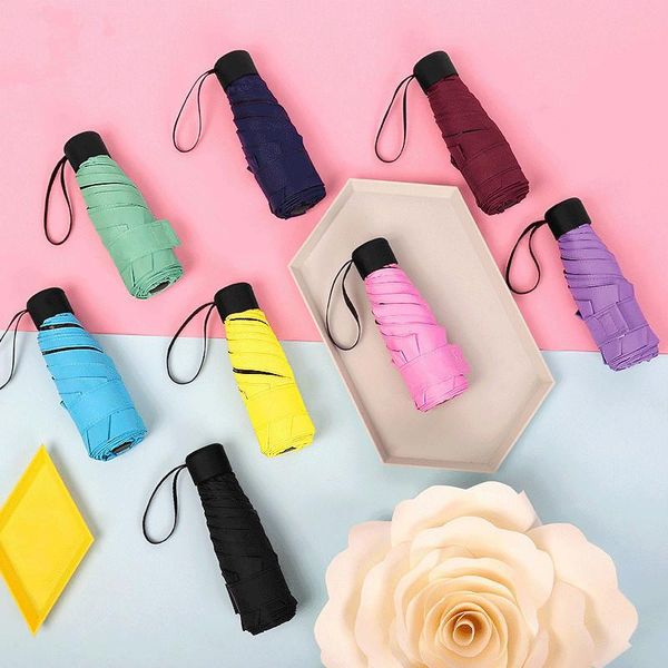 

umbrellas 188g small fashion folding kids clear umbrella rain women gift men mini pocket parasol girls anti-uv waterproof portable travel