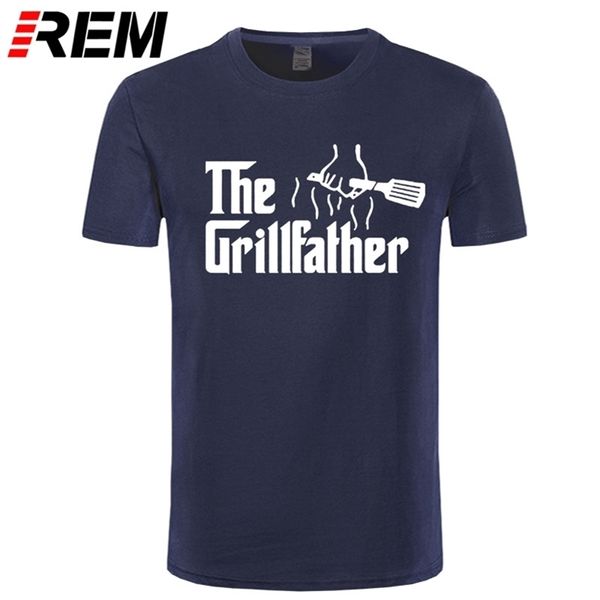 Moda uomo The Grillfather Grey Funny BBQ Grill Chef T-shirt in cotone a maniche corte T-shirt 210714