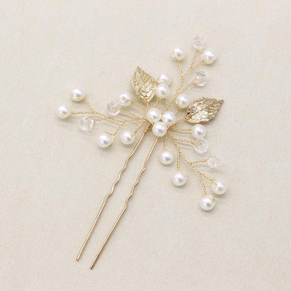 

hair clips & barrettes simple pearls pins crystal bridal headpiece hairpins jewelry wedding accessories handmade woman head, Golden;silver