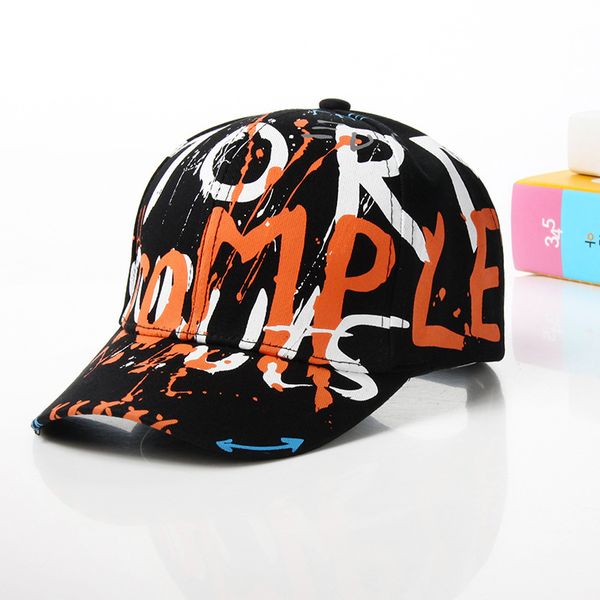 

hat men's spring and autumn duck tongue hat leisure girls ins net red graffiti baseball parent-child children's cap, Yellow