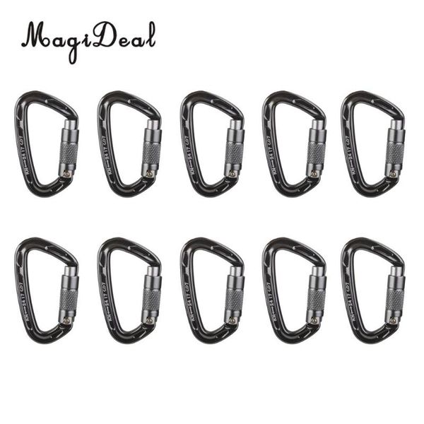 

cords, slings and webbing magideal 10 pieces 24kn=2400kg aluminum lightweight carabiner d shape twist gate self locking for climbing