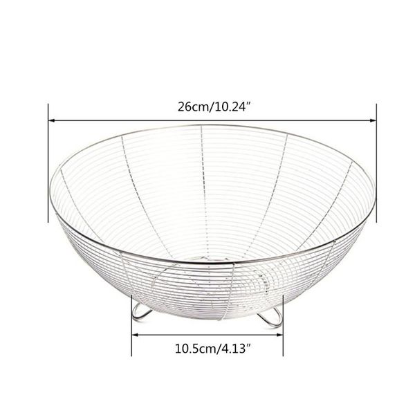 

storage baskets fruit basket container bowl stainless steel wire kitchen drain rack vegetable 94pf